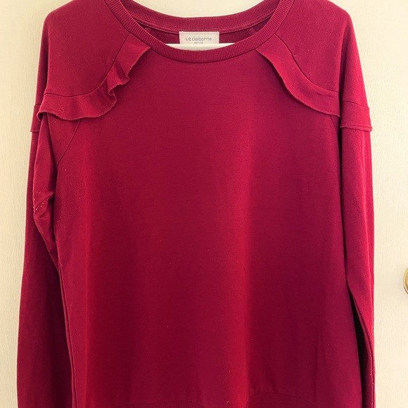 Liz Claiborne Maroon Ruffle Top - Picture 1 of 9